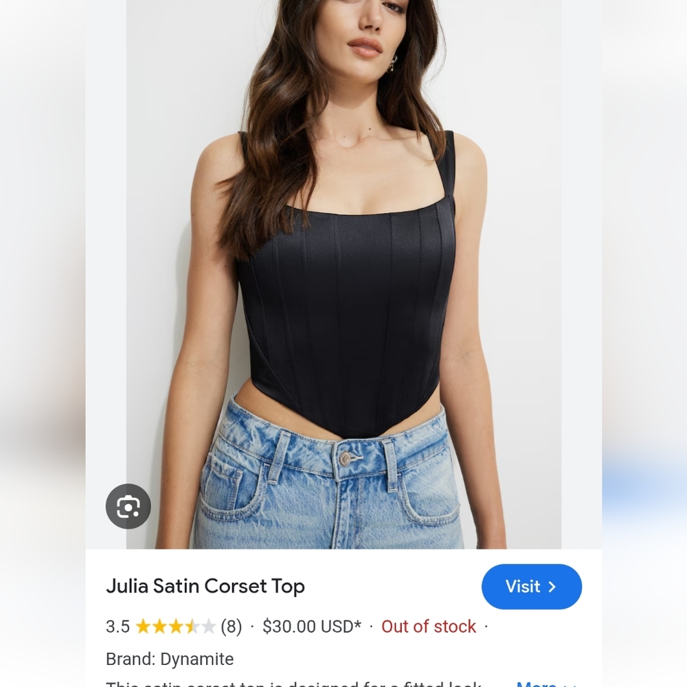 Dynamite Black Satin Corset Crop Top